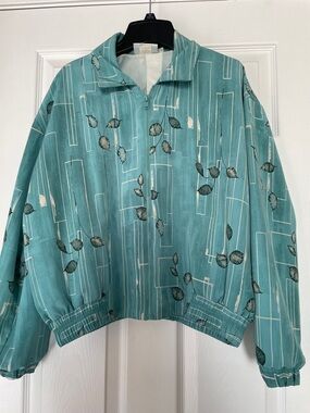 Lily’s of Beverly Hills Vintage Leaf Print Jacket with Pockets Size Large